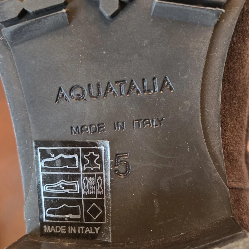 Aquatalia Oliviera Weatherproof Suede Pull-On Booties Boots Brown Size 5